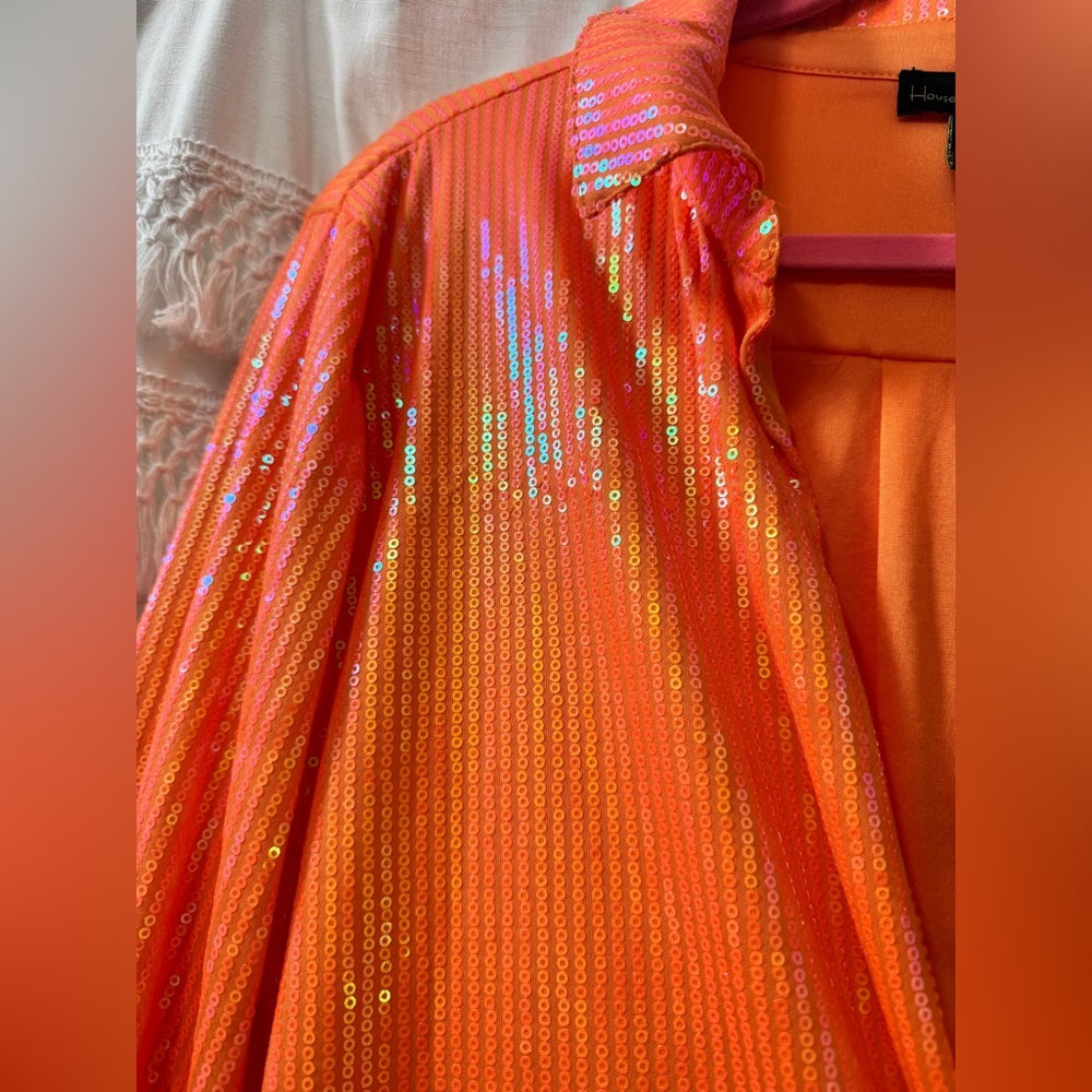 NWT House of Harlow 1960 Orange Sequin Wrap Robe - Picture 2 of 6